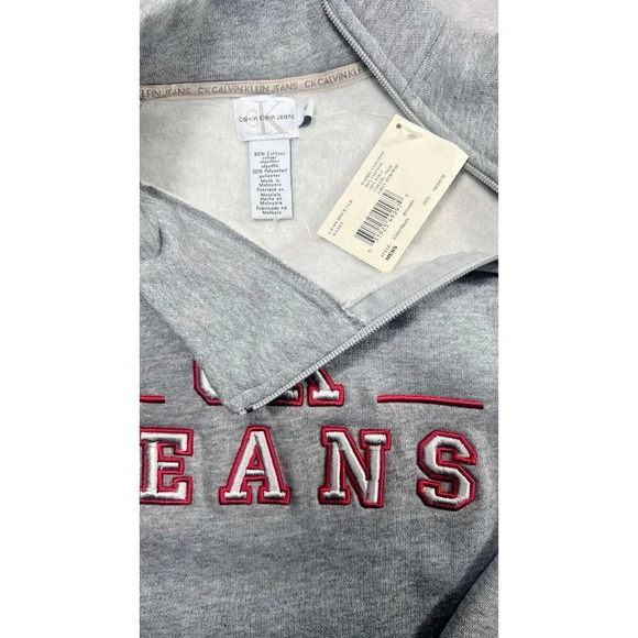 Calvin Klein Sweater mens Adult Medium Gray Spell Out Logo Pullover Sweatshirt - Picture 4 of 11